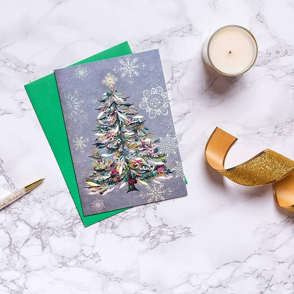 XH Christmas Cards Boxed with Envelopes, Joyful Holiday, Festive Christmas Tree (14-Count)