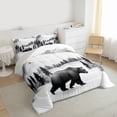 thumbnail image 3 of Manfei Safari Animal Bear Bedding Comforter Set,Rustic Snow Pine Twin Comforter Sets,White Black Bedding Set For Adults,Ultra Soft Home Decor Reversible,2 Pieces, 3 of 8