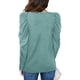 thumbnail image 4 of Top de corte informal para mujer, cuello redondo, mangas abullonadas, Color puro, transpirable, Top para mujer para ir de compras, verde XL, 4 of 6