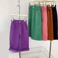 thumbnail image 2 of KAUOD Kids Corduroy Cropped Flare Pants Elastic High Waist Ribbed Bell-Bottom Sweatpants Boys Girls Wide Leg Baggy Trousers, 2 of 5