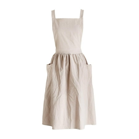 

Catering Apron Barista Apron Pleated Skirt Bibs waterproof with Pockets Sleeveless for Restaurant Hotel Cafe Woman Waiter Oatmeal Oatmeal1