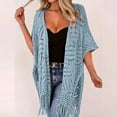 thumbnail image 2 of Casual Sheer Knit Beach Cover Up For With Fringed Design Lightweight Swimwear Sarong For Outdoor Holidays And Sun, 2 of 5