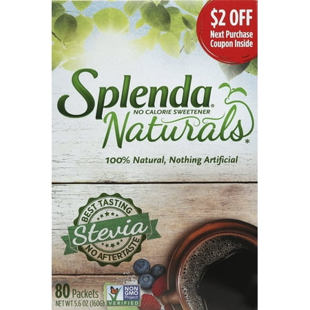 SPLENDA® Naturals Stevia Sweetener, 80ct packets – Zero Calorie Stevia Sweetener