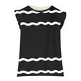 thumbnail image 4 of Cethrio Toddler Girls Casual Outfit Set, 2 Piece Flutter Sleeve Stripe Summer Clothes Black Size 11T, 4 of 8