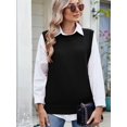 thumbnail image 6 of Womens Crew Neck Bowknot Solid Color Button Side Slit Pullover Tops 2025 Cute Knitted Fashion Sweaters Black L, 6 of 7