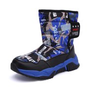 KOFUBOKE Boys snow boots winter waterproof non-slip shoes selected high-quality artificial leather comfortable and warm