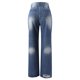 thumbnail image 5 of Gibobby pantalones de mujer de vestir Pantalones de pierna ancha informales de verano 2022, pantalones vaqueros de cintura media con Verdinegroujeros lavados para mujer, pantalones de mujer (Azul, XL), 5 of 5