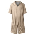 thumbnail image 7 of Men's Spring Summer 2-Piece Tracksuit, Short Sleeve Polo Shirt and Shorts, Casual Sport Suit For Hot Weather Outdoor Activities,Beige,3XL, 7 of 7