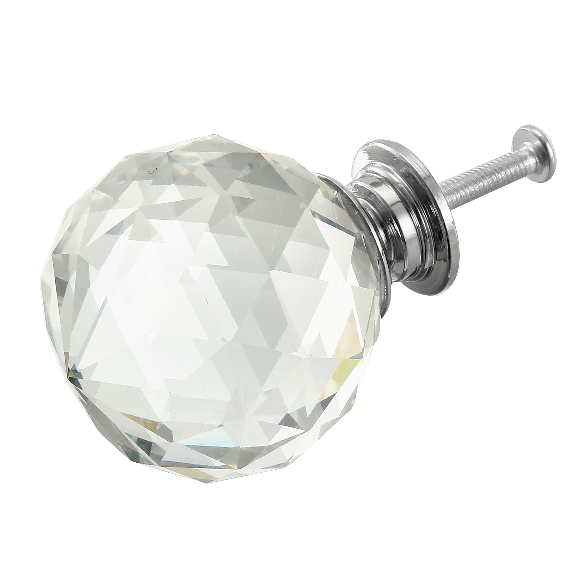 Pull Knob, 40mm Dia Aluminum Alloy Crystal Glass Cabinet Pulls Drawer ...
