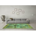 thumbnail image 3 of Ahgly Company Machine Washable Indoor Rectangle Abstract Turquoise Blue Modern Area Rugs, 2' x 5', 3 of 4