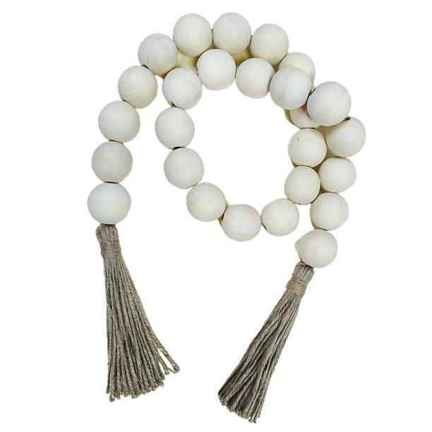 Guirnalda de cuentas de madera YONGSHENG con borlas 51 pulgadas decoración rústica