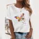 thumbnail image 4 of Gibobby Camisetas de verano para mujer Mujer Top Butterfly imprimir O cuello manga corta Casual Blose(Blanco,G), 4 of 4