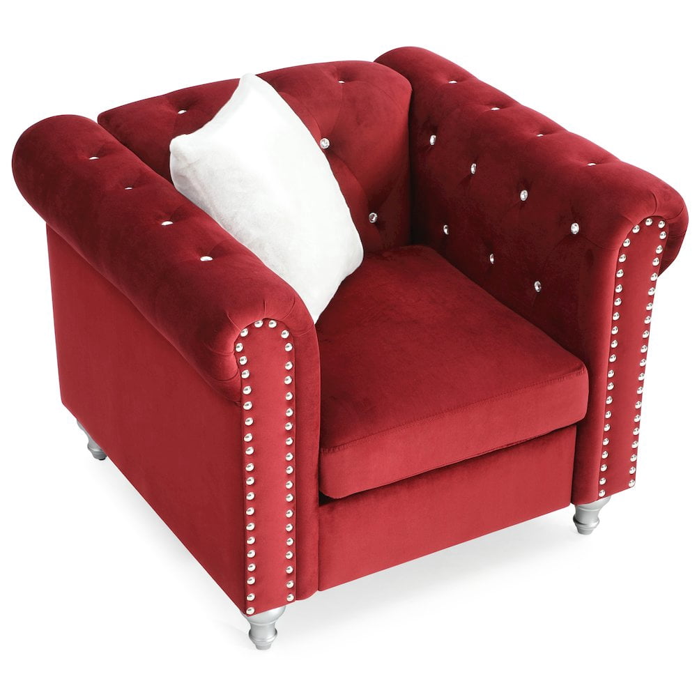 Glory Furniture Raisa Accent Chair in Burgundy Color