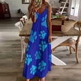 thumbnail image 4 of Blue pattern with doodle dog Puppy paws Footprints Sleeveless Dress summer dresses women Woman dresses, 4 of 6