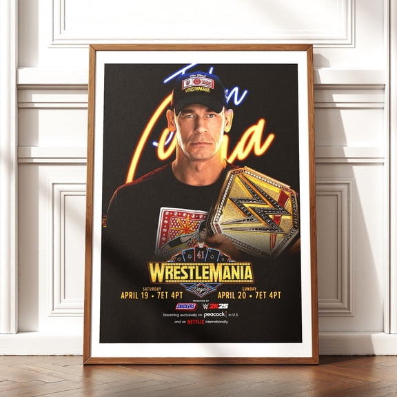 John Cena Pro Wrestling Champion Event Art Poster, Iconic Sports Illustration Wall Decor, Size 24x36, Unframed Poster