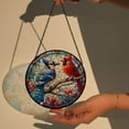 thumbnail image 2 of Blue jay and cardinal on branch GLASS Suncatcher Hanging, blue jay lovers gift, Suncatcher ornament, Bird nerd gift, bird feeder gift, cardinal glass suncatcher, 2 of 4