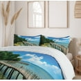 thumbnail image 6 of Ambesonne Coastal Duvet Cover Set, Boardwalk Sandy Shore, 2-Calking, Green Blue Brown, 6 of 6