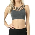 thumbnail image 1 of Zenana Women & Plus Comfort Seamless Crisscross Front Strappy Bralette Sports Bra Top with Removable Pads, 1 of 4