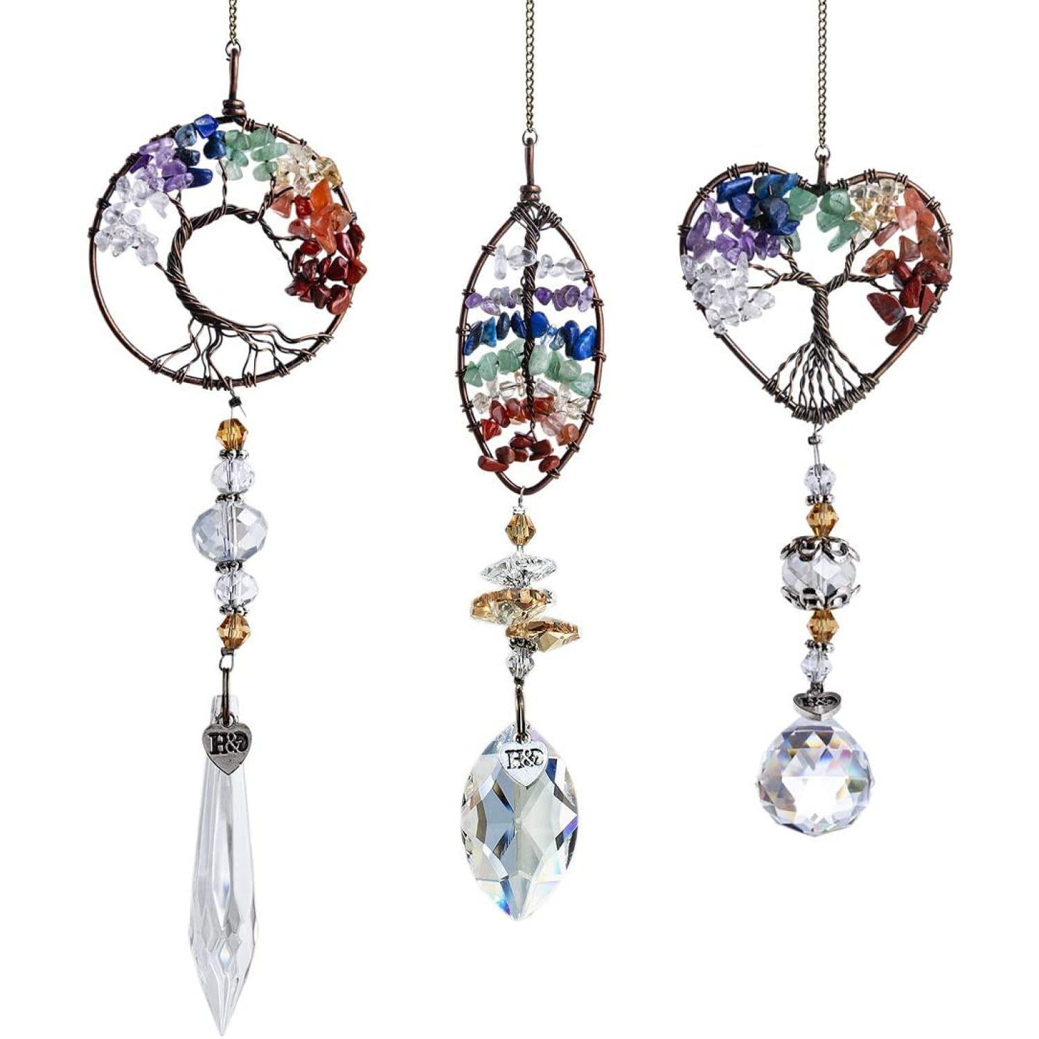 Crystal Glass Chakra Beads Prisms Suncatcher Pendant Ornament Wedding Decor Gift 