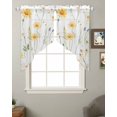 thumbnail image 2 of Yellow Daisy Floral Swag Valances for Windows, Spring Rustic Botanical Flowers Rod Pocket Sheer Valances for Large Windows, Swag Toppers Light Filtering for Kitchen Living Room 2 Panels 36''x45'', 2 of 6