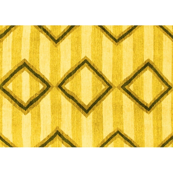 Ahgly Company Indoor Rectangle Abstract Yellow Modern Area Rugs, 7' x 10'