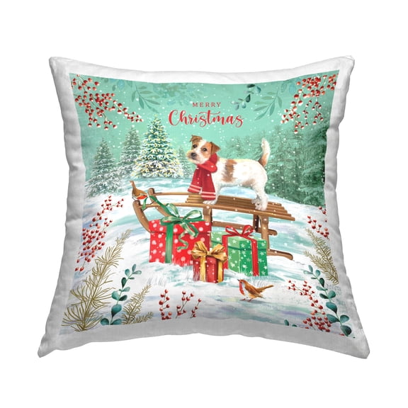 Stupell Industries Merry Christmas Dog Sled Printed Throw Pillow Design by Jane Sunner