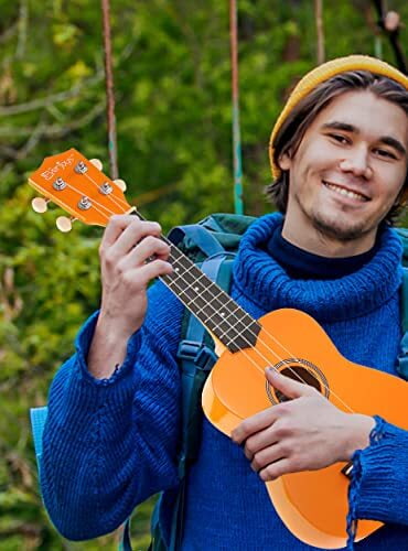 Everjoys 21" Soprano Ukulele Beginner Kit w/ Free Online Lesson, Gig Bag, Strap, Digital Tuner, Spare String, Picks, Polishing Cloth, Rainbow Series