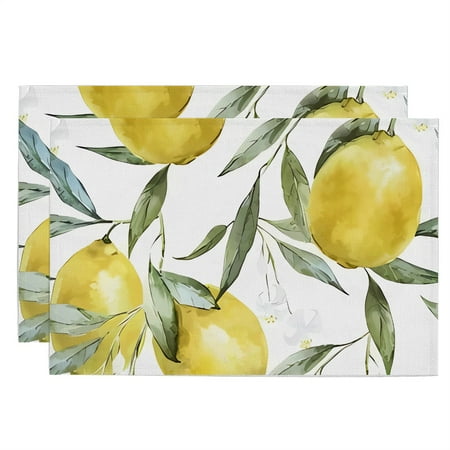 

KONEW Lemon Printing Placemats 2pcs 12x18 Inches Washable Place mats Home Table Dinner Decor Lemon4