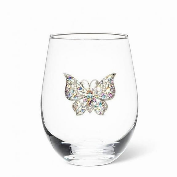 MDR Trading Inc. AB-27-BLING-726_Q01 Jewelled Butterfly Pattern Stemless Wine Glass