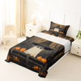 thumbnail image 3 of Manfei Fall Halloween Ghost Twin Sheets for Kids, Rustic Orange Pumpkin Bat Bedding, 3-Piece, 1 Flat Sheet, 1 Fitted Sheet and 1 Pillowcase, 3 of 6