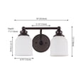 thumbnail image 4 of JONATHAN Y Lydia 14" 2-Light Iron/Frosted Glass Farmhouse Cottage LED Vanity Light, Oil Rubbed Bronze, 4 of 6