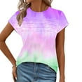 thumbnail image 3 of Annhoo Womens Tops Casual Short Sleeve Multicolor Tunic Blouse Striped Crew Neck Summer Dressy Clothes Basic T-Shirts, 3 of 8