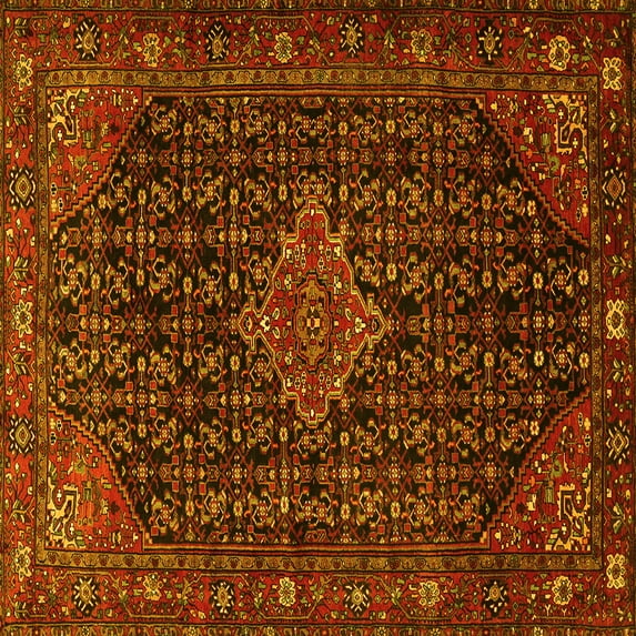 Ahgly Company Machine Washable Indoor Square Persian Yellow Traditional Area Rugs, 6' Square
