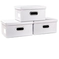 thumbnail image 2 of Caja de almacenamiento plegable con tapa, paquete de 3 unidades, contenedor organizador plegable de tela tipo cuero, cesta cubo con tapa para el hogar, recámara, clóset, oficina, guardería, 2 of 2