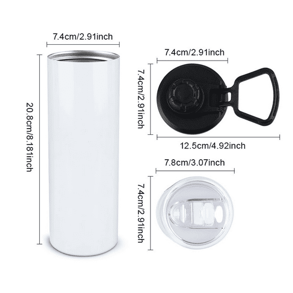 20oz Straight Glossy Screw/ Top 2 Lid Sublimation White