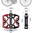 thumbnail image 2 of Pedales de bicicleta, pedales planos de Mtb, plataforma de cuerpo de aluminio CNC, diámetro de 9/16 pulgadas para bicicleta de montaña, bicicleta de carretera, negro y rojo, 2 of 4
