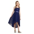 thumbnail image 2 of Zaldita Kids Flower Girl High Low Dress Sleeveless Sequined Chiffon Wedding Bridesmaid Dress Ball Gown Navy Blue 4, 2 of 7