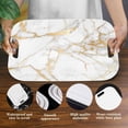 thumbnail image 3 of Serving Trays with Handles, 14.5 x 9.8 inch Rectangular Plastic Tray for Restaurant, Kitchen, Golden White Marble, 3 of 6