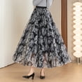 thumbnail image 3 of Aayomet Plus Size Skirts for Women Elastic High Waist Pattern Three Layer Mesh Large Swing Skirt (E, S), 3 of 5