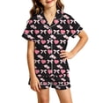 thumbnail image 3 of WAYUTE Girls Pajamas Short Sleeve Heart Bow Graphic Tee and Shorts Pjs Set Loungewear for Toddler Kids Soft Nightwear Casual Indoor, 3 of 3
