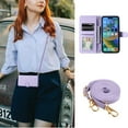 thumbnail image 6 of Decase for iPhone 15 Case Wallet with Card Holder for Women Man,Elegant Style Protective Leather Stand Cover Magnetic Clasp Crossbody Strap & Wristband,for iPhone 15- purple, 6 of 6