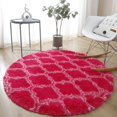 thumbnail image 1 of Alfombra de seda redonda a rayas para dormitorio, alfombrilla de felpa nórdica minimalista para sala de estar, sofá, cesta colgante para el hogar, 1 of 4