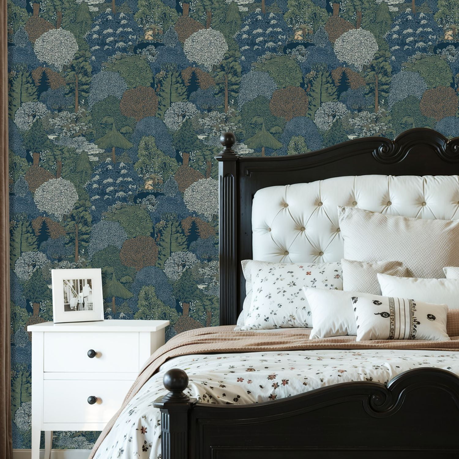 Peel and Stick Wallpaper 23.6in x 9.8ft Abstract Forest Landscape Detailed Tree Soft Earth Tones Contact Paper Vinyl Self-Adhesive Removable Wall Paper for Bedroom DIY Home Decor Renter Friendly