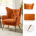 thumbnail image 3 of Velvet Armchair Wingback Home Lounge Single Sofa Upholstered Tufted Accent Chair Golden Leg Living Room Adult Orange, 3 of 7
