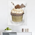 thumbnail image 1 of Cupcake Tapestry, Hand Drawn Chocolate Cake with Waffles and Hazelnut Balls Culinary, Fabric Wall Hanging Decor for Bedroom Living Room Dorm, 5 Sizes, Warm Taupe Pale Brown, by Ambesonne, 1 of 1