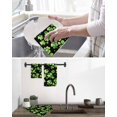 thumbnail image 5 of St. Patrick's Day Kitchen Dish Towels for Drying Dishes Set of 4, Watercolor Green Shamrock Polka Dots Black Waffle Weave Microfiber Hand Tea Bathroom Towels Quick Dry & Absorbent Towel 15.7x23.6, 5 of 7