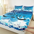 thumbnail image 3 of Feelyou Cartoon Ice Hockey Queen Sheet Sets, Blue Graffiti Splatter Flat Sheet, Teens Kids Boys Girls Queen Fitted Sheet, Microfiber Bedroom Decor, 4-Piece, 3 of 7