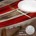 thumbnail image 4 of Vintage American Flag Table Cloth, Round Fitted Tablecloths with Elastic Edge, Blue Star Red Striped Wooden Wipeable Waterproof Table Cover for Kitchen Wedding 45-54 Inches, 4 of 4