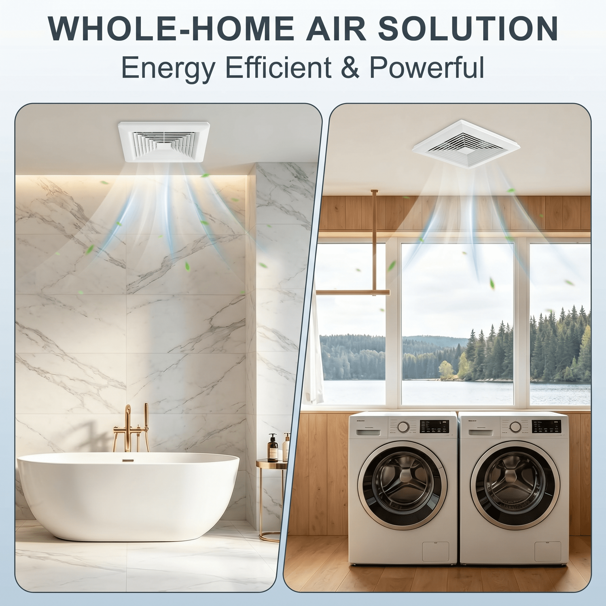Bathroom Exhaust Fan Ceiling Ventilation Fan with Quiet Brushless Motor for Kitchen Bedroom Office Ventilation