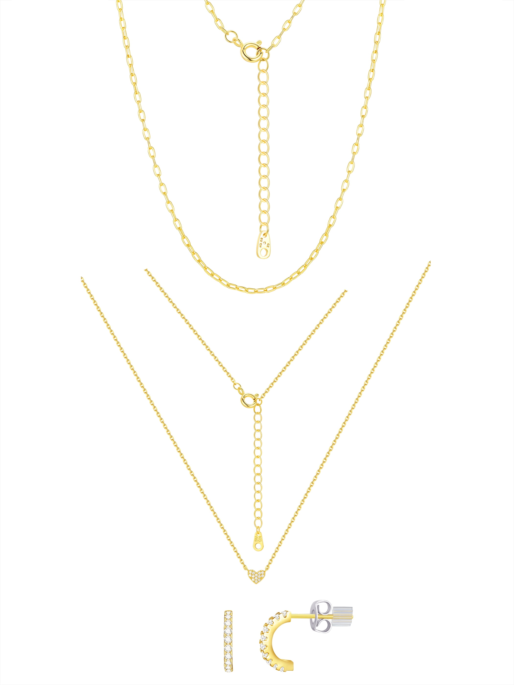 Believe by Brilliance Cubic Zirconia Heart Necklace and Earring Set in 14KT Gold Flash Plated